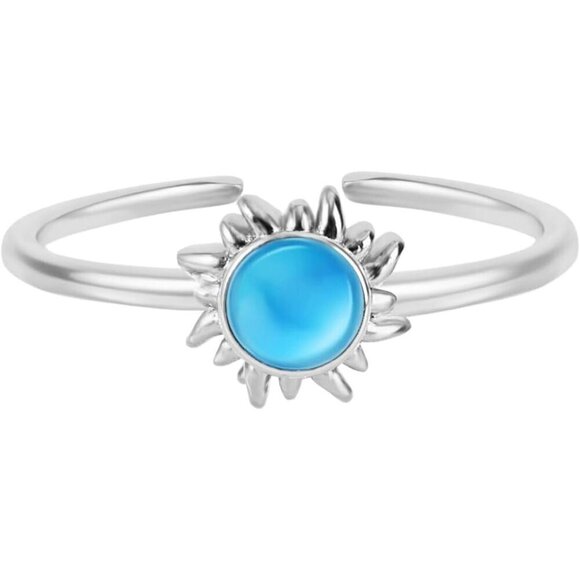 💫 Frhdjs Vintage Sterling Women Silver Adjustable 18K Plated Sun Set Punk Ring - Picture 1 of 9